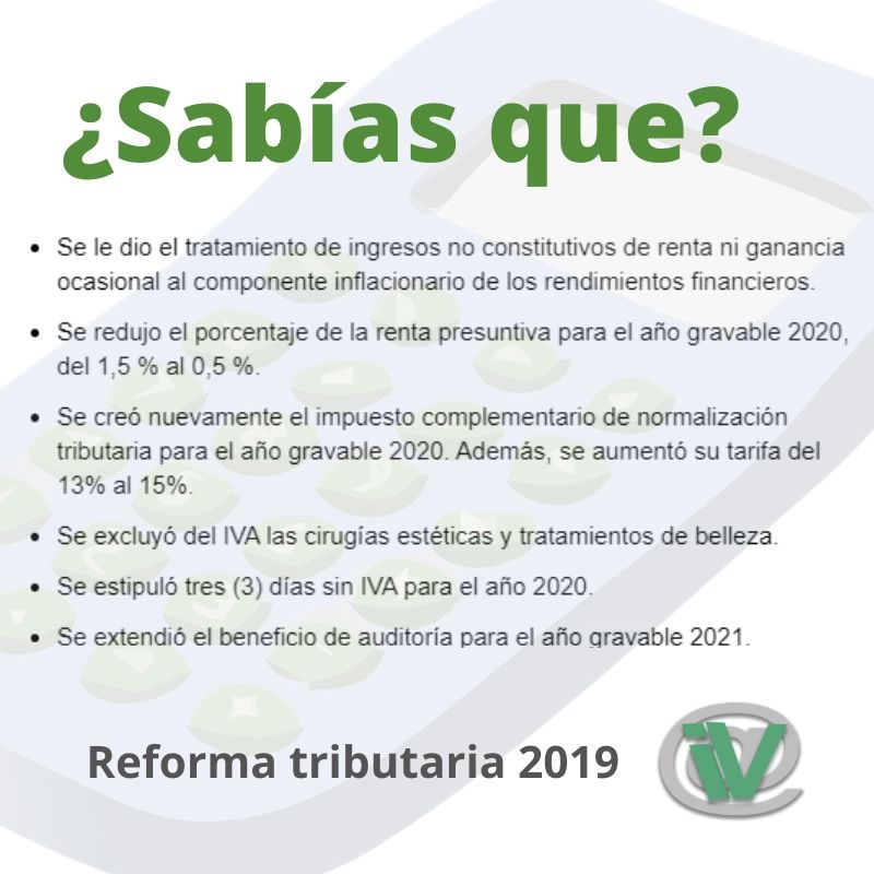 Sabias que hay cambios importantes en la reforma tributaria 2019